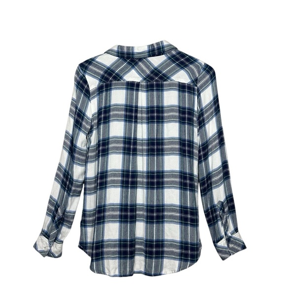Rails Hunter Women’s Plaid Rayon Button-Down Shirt Soft Blue White Size Small - Picture 2 of 11